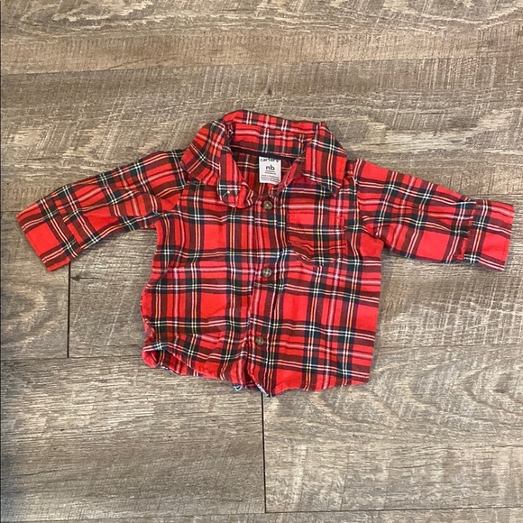Red and Black Plaid Button Down Shirt - Picture 1 of 8